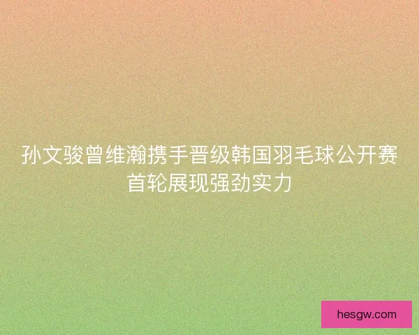 孙文骏曾维瀚携手晋级韩国羽毛球公开赛首轮展现强劲实力