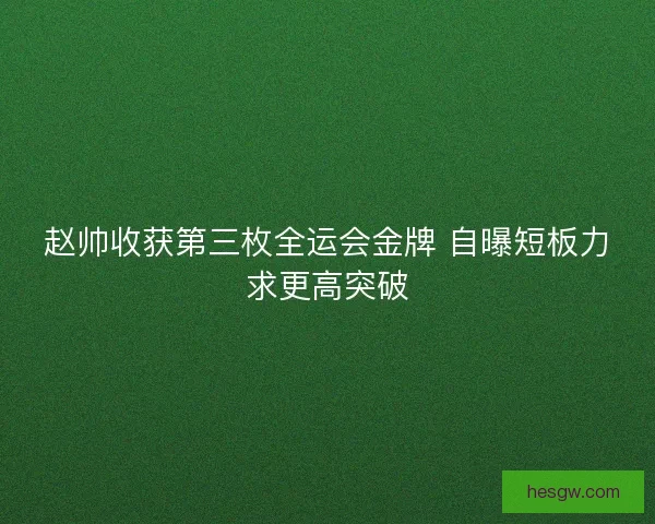 赵帅收获第三枚全运会金牌 自曝短板力求更高突破